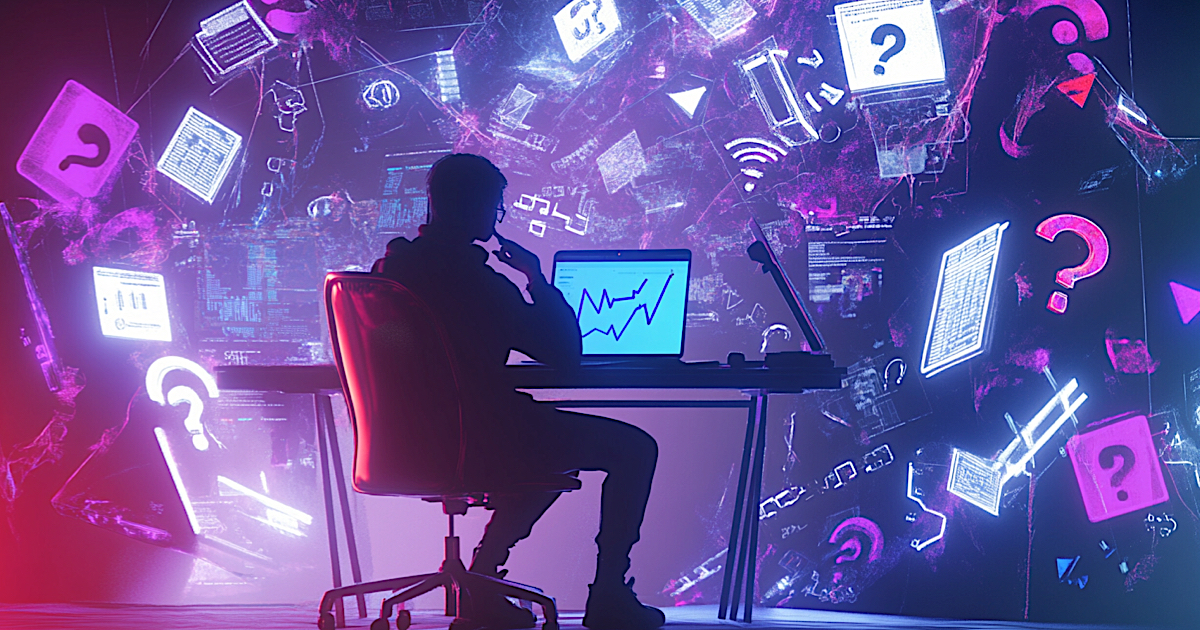 Illustration of a frustrated business owner staring at an empty analytics dashboard, symbolising low website traffic.
