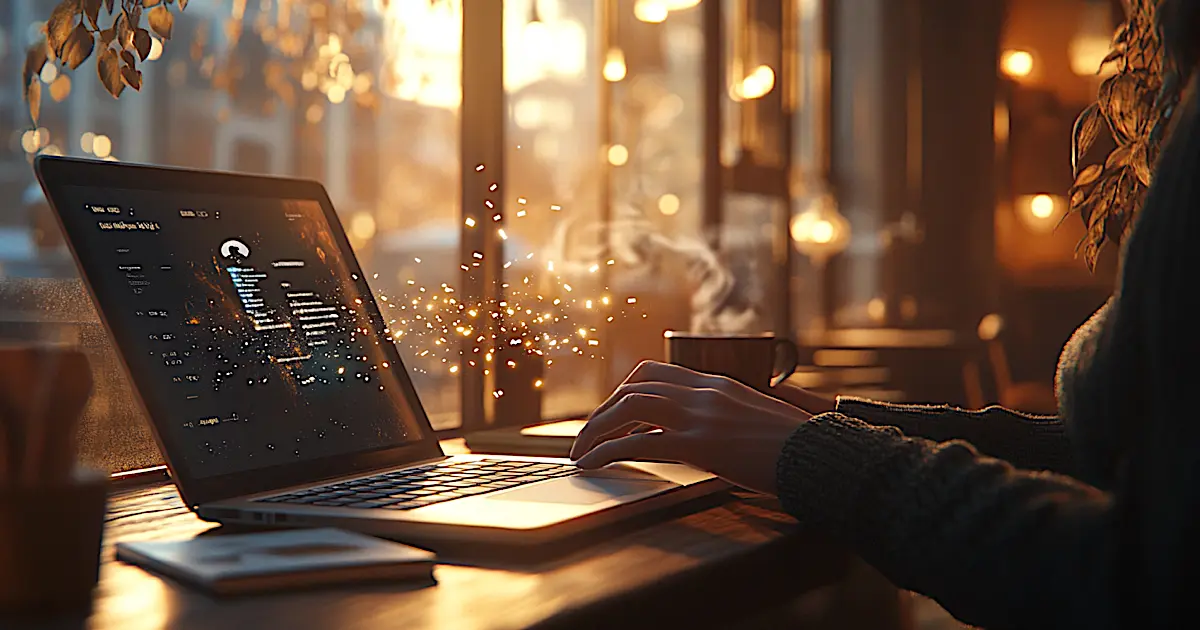 A person using ChatGPT on a laptop with text illustrating the importance of specific prompts for better results.